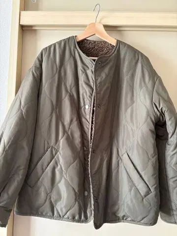 올리브 그린 퀼팅 자켓 & 보아 자켓