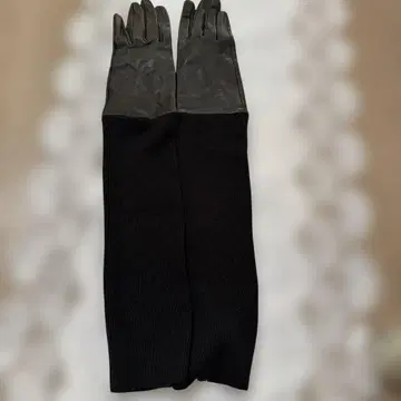 가죽 니트 롱 그로브 블랙