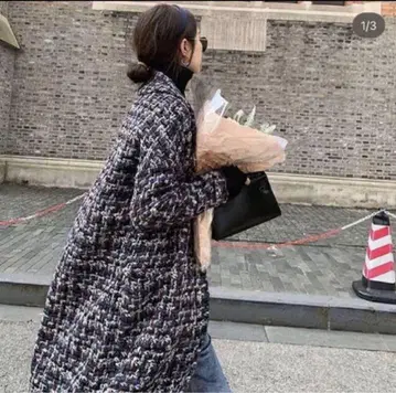 새상품급 birthdaybash 트위드 롱 코트 M 사이즈