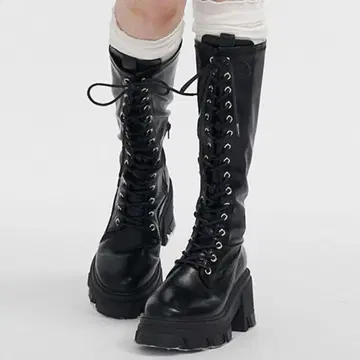 jouetie 스트레치 레이스업 롱 부츠