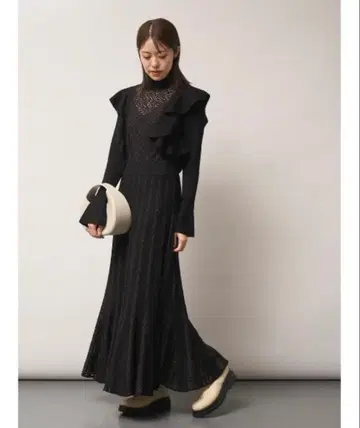 FRAY I.D 시어 자카드 니트 원피스 그린 이너 포함