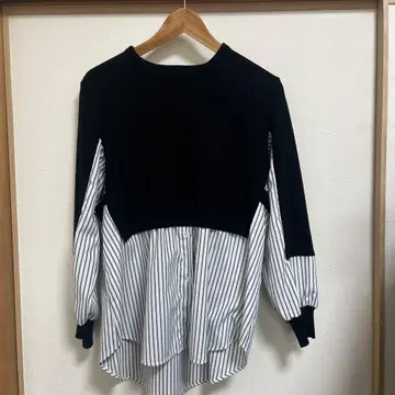 KATHARINE ROSS 레이어드 긴팔 셔츠 블랙/스트라이프