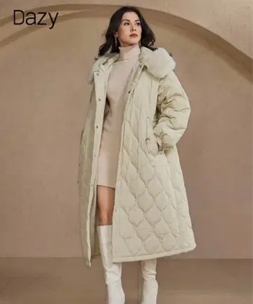 Dazy 아이보리 롱 패딩 코트 퀼팅