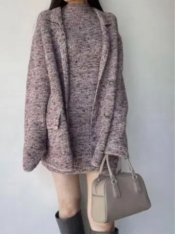 스나이델 니트 자켓 핑크