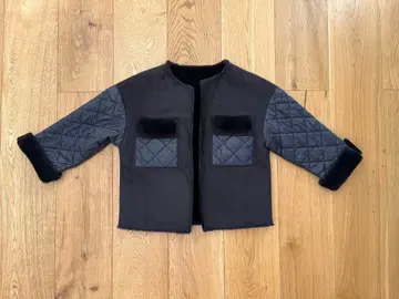 플리스 퀼팅 자켓 F 블랙