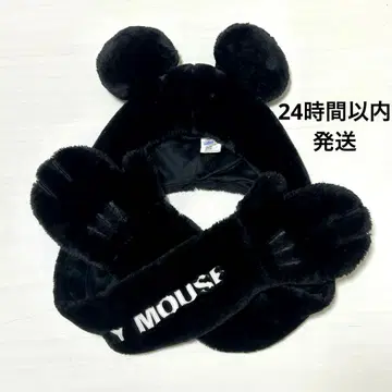 디즈니 머플러캡 미키 팬캡 머플러 블랙