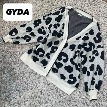 GYDA 레오파드 무늬 로고 패턴 돌먼 가디건 긴팔 프리 사이즈