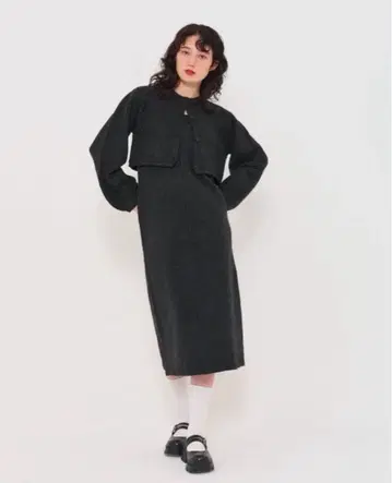 Tina jojun 원피스 셋업 니트 퍼프 슬리브 숏 기장