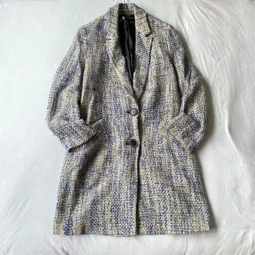 [ 자라 ] 트위드 체스터 코트 투버튼 사이드 포켓 있음 V넥 XS