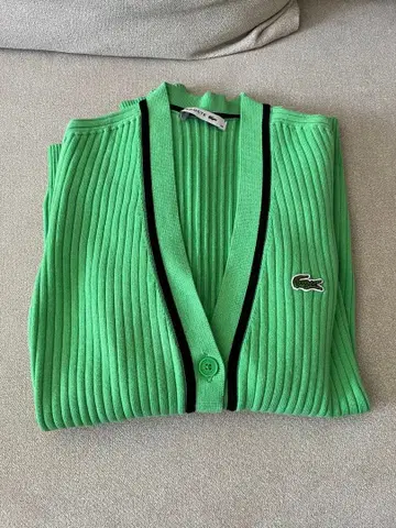 Lacoste 리브 그린 가디건 V넥