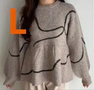 새상품 시마무라 yuna 뉴앙스 니트 풀오버 베이지 L