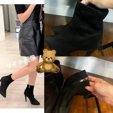 블랙 스웨이드 지퍼 부티 r&e