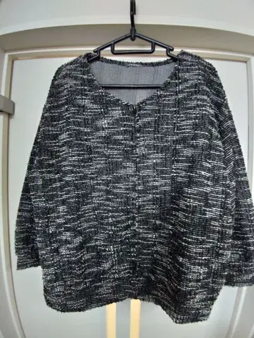 노카라 자켓 L 블랙과 화이트 트위드