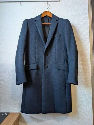 ATTACHMENT 다크 네이비 체스터 코트 타이트 핏