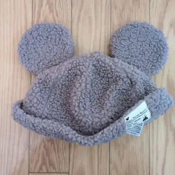 미키마우스 귀 달린 보아 팬 캡 모자 그레이