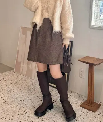 Kastane 자카드 미니 스커트 브라운