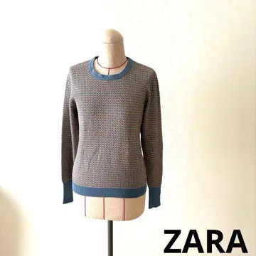 ZARA KNIT 니트 스웨터 L 베이지 블루