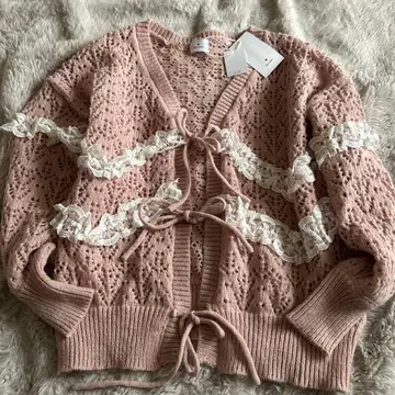 Merry jenny 핑크 레이스 가디건