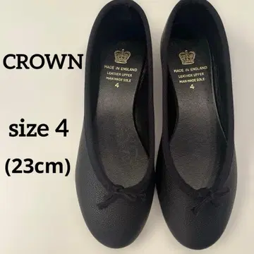 CROWN(크라운) 가죽 리본 발레 슈즈(블랙)