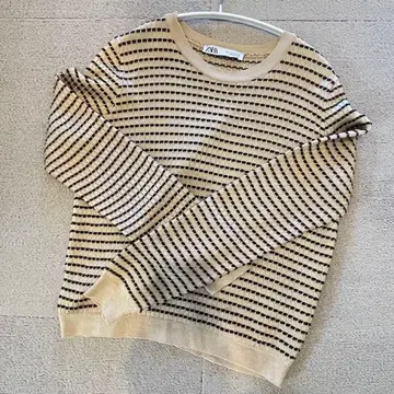 [ 새상품급 ] ZARA 스트라이프 긴팔 스웨터 베이지/브라운
