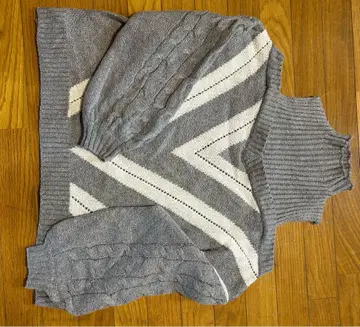 3XL 그레이 화이트 지그재그 스웨터