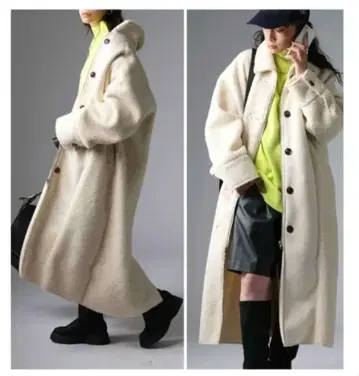 antiqua 안티카 롱 코트 여성용 보아 무스탕 새상품급