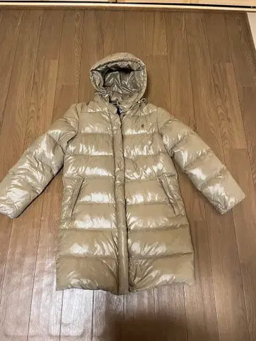 짐플렉스 베이지 후드 부착 다운 자켓