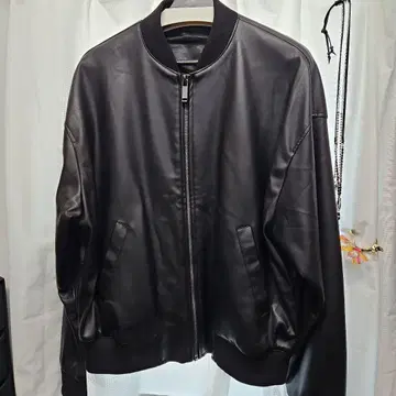 ZARA 남성용 블랙 봄버 자켓 인조 가죽