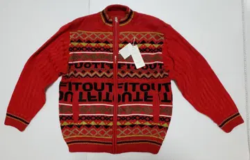 FIT OUT (도쿄 본톤) 풀 집업 스웨터 올 패턴 빨간색