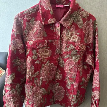 appagallo 꽃무늬 데님 자켓 빨간색