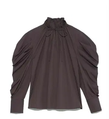 미사용 새상품 스나이델 브라운 프릴 넥 블라우스 리본