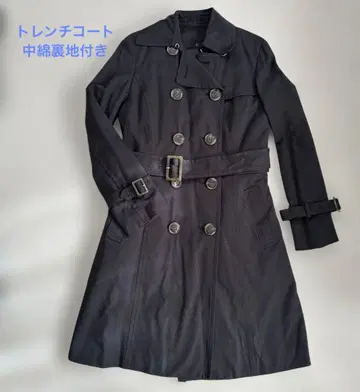 [ 미사용 ] RU 더블 브레스트 트렌치코트 충전솜 안감(탈부착 가능)