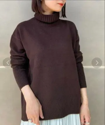 에스트네이션 울 캐시미어 하이넥 니트 브라운