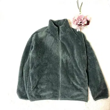 유니클로 풀 집업 플리스 자켓 그린 XL