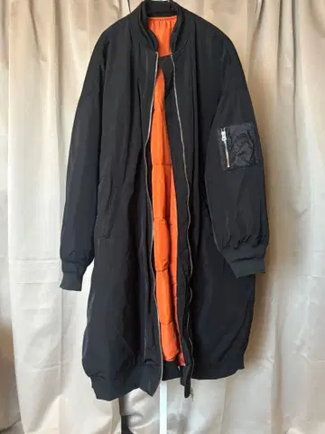 새상품급 ANTQUE MA-1 롱 코트 블랙 / 정가 12,100엔