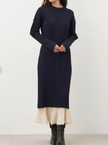 미라 오웬 리브 니트 원피스 니트 스커트