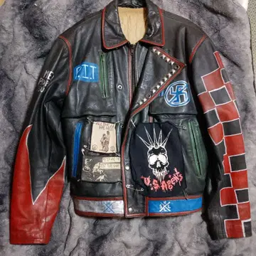 커스텀 찡 장식 핑 스터드 펑크 스타일 가죽 자켓