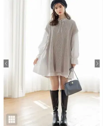 새상품 그레일 케이블 짜임 니트 베스트 X 셔츠 세트