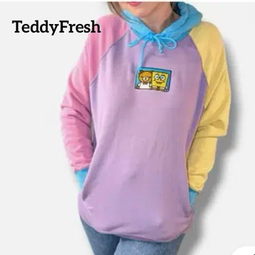 TeddyFresh 테디프레쉬 콜라보 컬러풀 후드티 스펀지밥 S