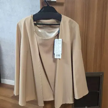 베이지 쉬폰 가디건 L 사이즈 반팔