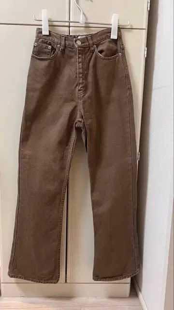 flower 써니 플레어 팬츠 브라운 M 플레어 데님 플라워