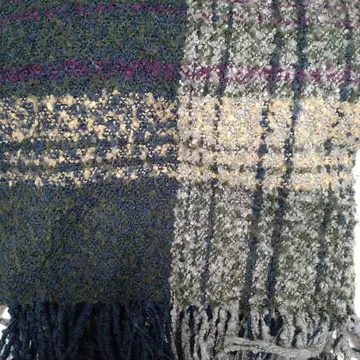 체크 무늬 프린지 달린 머플러