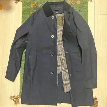MACKINTOSH 고무 코팅 스텐카라 코트 사이즈 38 네이비