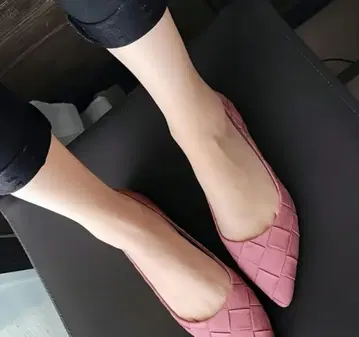 펌프스 로우힐 핑크 퀼팅풍 오샤 23.5cm