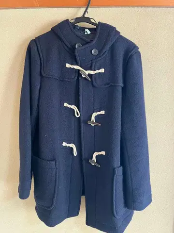 네이비 더플 코트 후드 부착