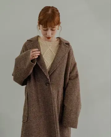 hinari 오버 사이즈 롱 코트 체크