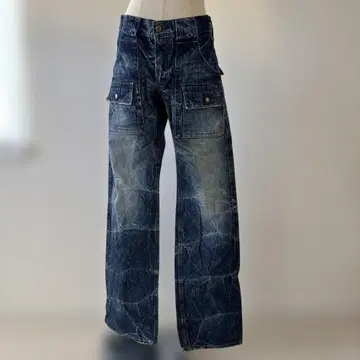 BLUE웨이 다크 블루 와이드 레그 데님 팬츠 (남성용)