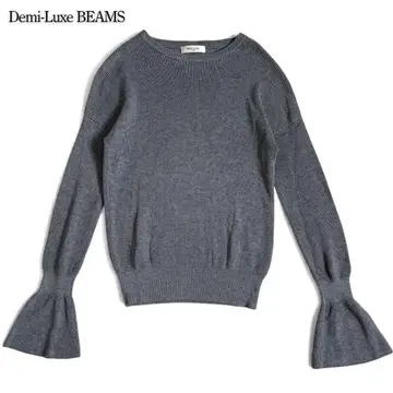 [ Demi-Luxe BEAMS ] 아제 편직 플레어 슬리브 니트 그레이