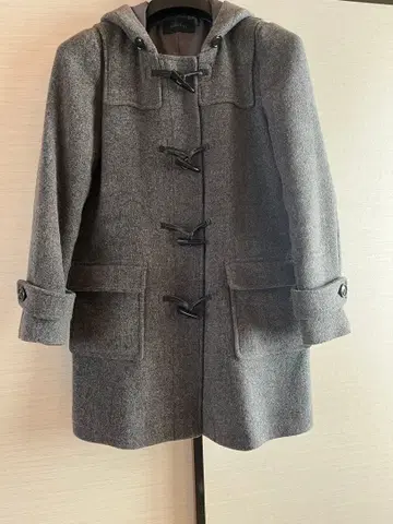 그레이 더플 코트 후드 부착 새상품급 그레이 M