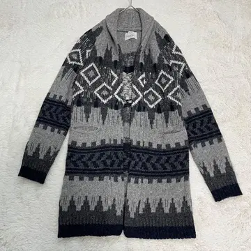 ungrid 기하학 패턴 니트 가디건 니트 코트 겉옷 아우터